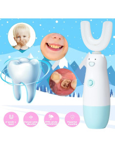 Cepillo de dientes eléctrico Meqtpomy para niños 2-7 años azul 2