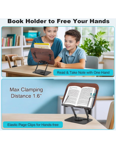 Soporte para Libros LiveGo EBR52 Ajustable 360 Negro