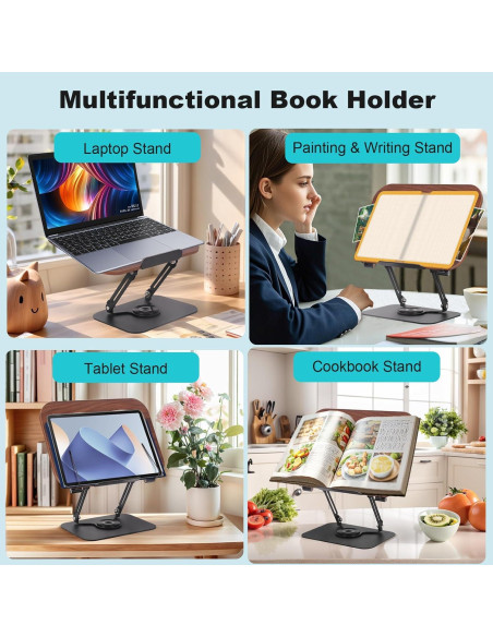 Soporte para Libros LiveGo EBR52 Ajustable 360 Negro