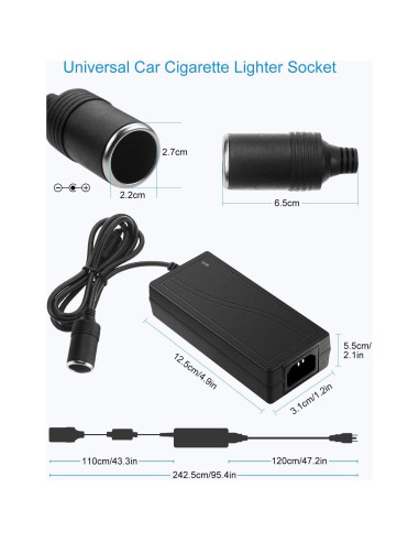 Convertidor CA a CC ALITOVE 12V 5A 60W para coche