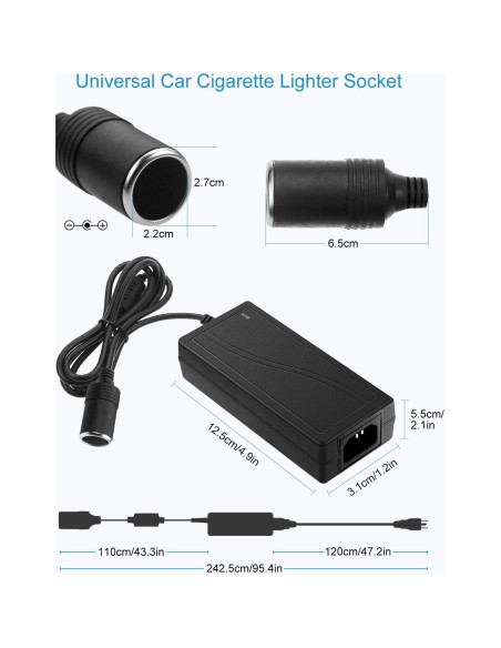 Convertidor CA a CC ALITOVE 12V 5A 60W para coche