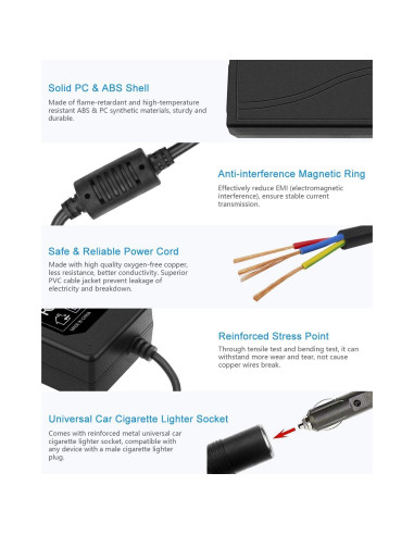 Convertidor CA a CC ALITOVE 12V 5A 60W para coche