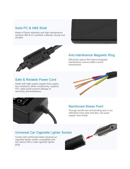 Convertidor CA a CC ALITOVE 12V 5A 60W para coche