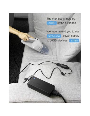 Convertidor CA a CC ALITOVE 12V 5A 60W para coche