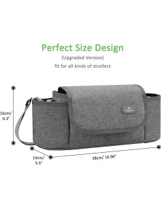 Bolsa Organizadora para Carriola Philorn Gris con Portavasos 2