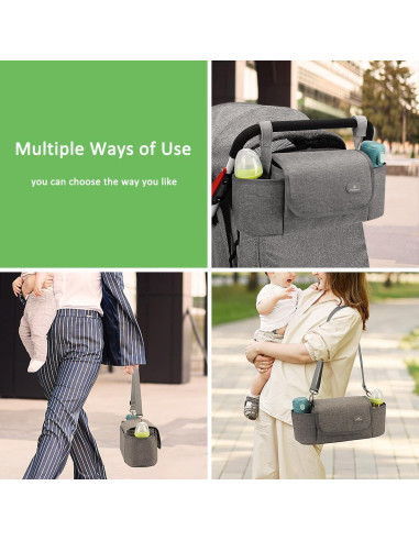 Bolsa Organizadora para Carriola Philorn Gris con Portavasos