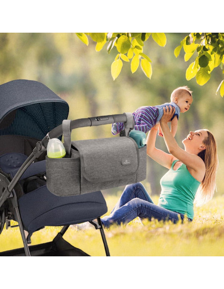Bolsa Organizadora para Carriola Philorn Gris con Portavasos