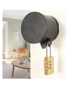 Cerradura de Perilla Temeili Negra con Candado - Sin Perforación 2