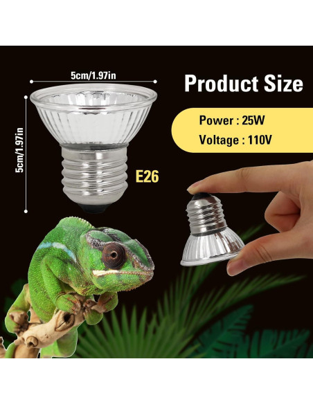 Paquete de 4 bombillas de calor UVA 25W Abustle Pig para reptiles