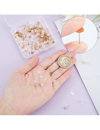 Beebeecraft 200 Piezas Puntos de Aretes Acero Inoxidable 6mm