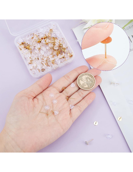 Beebeecraft 200 Piezas Puntos de Aretes Acero Inoxidable 6mm