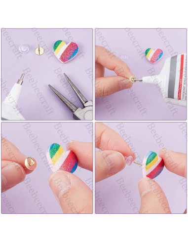 Beebeecraft 200 Piezas Puntos de Aretes Acero Inoxidable 6mm