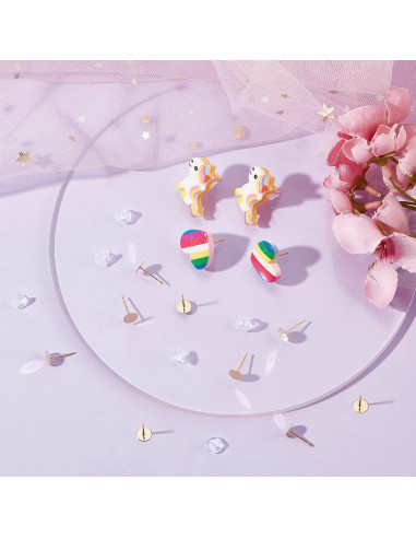 Beebeecraft 200 Piezas Puntos de Aretes Acero Inoxidable 6mm