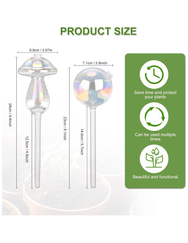 Esferas de Riego Automático Laawe 2PCS Vidrio Arcoíris 150ml