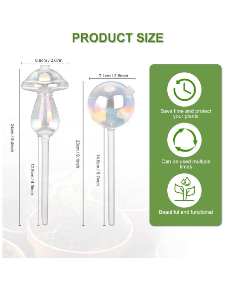 Esferas de Riego Automático Laawe 2PCS Vidrio Arcoíris 150ml