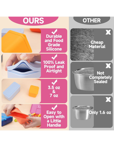 Contenedores de Dips VIOTIIN Silicona Grado Alimenticio 4 Piezas