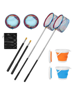 Red de Pesca Telescópica MultiOutools con Cubo Plegable - 2 Piezas