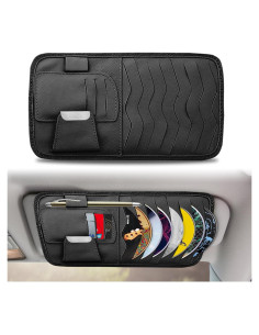 Organizador de Visera de Coche RBOKO con Soporte para Gafas y CD