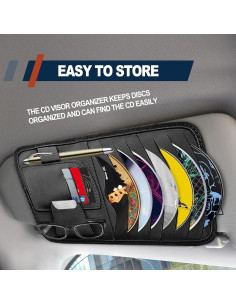 Organizador de Visera de Coche RBOKO con Soporte para Gafas y CD 2