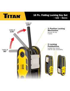 Juego de Llaves Hexagonales Plegables Titan 12774 16 Piezas 2