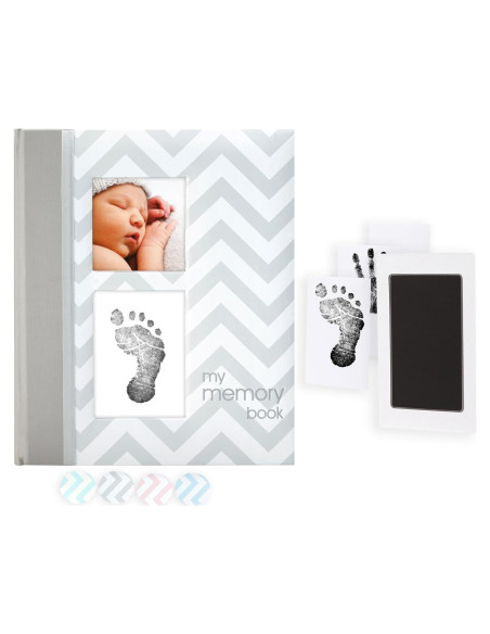 Libro de Memorias del Bebé Chevron Pearhead 50 Páginas Gris