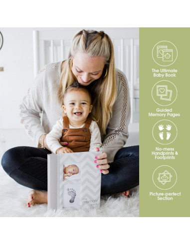 Libro de Memorias del Bebé Chevron Pearhead 50 Páginas Gris