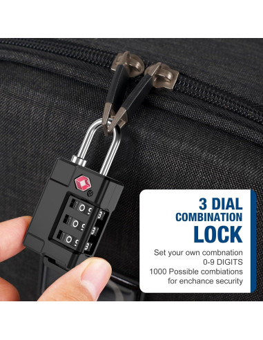 Candados de Equipaje TSA Cantor 3PCS Plástico Resistente