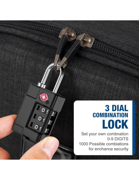 Candados de Equipaje TSA Cantor 3PCS Plástico Resistente