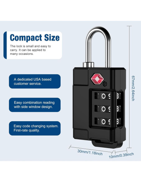 Candados de Equipaje TSA Cantor 3PCS Plástico Resistente