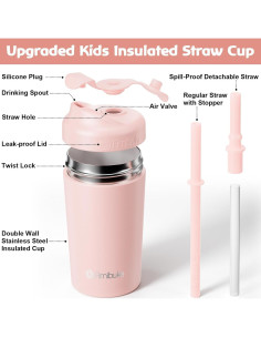 Taza Aislada para Niños Fimibuke 10 OZ con Popote a Prueba de Derrames 2