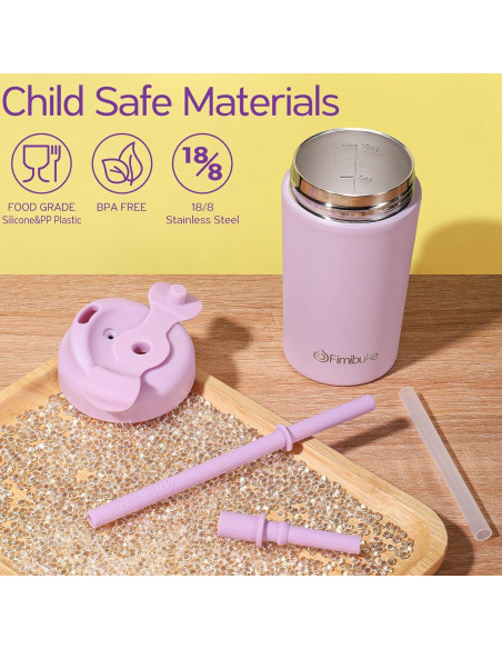 Taza Aislada para Niños Fimibuke 10 OZ con Popote a Prueba de Derrames
