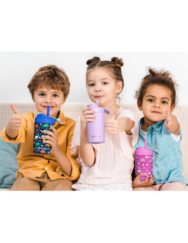 Taza Aislada para Niños Fimibuke 10 OZ con Popote a Prueba de Derrames