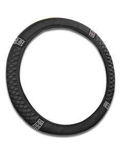 Cubierta de Volante de Coche Brillante Honibaoto 38 cm Negro 2