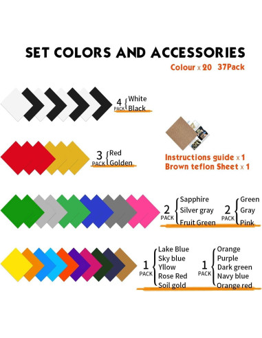 Paquete de Vinilo de Transferencia de Calor YUITCE 37 Hojas 30.48x25.4cm