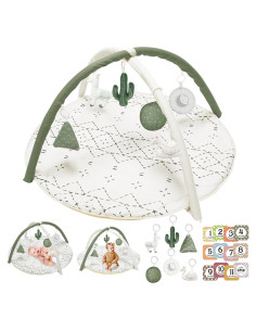 Alfombra de Juego Macramé Verde con 6 Juguetes y Tarjetas