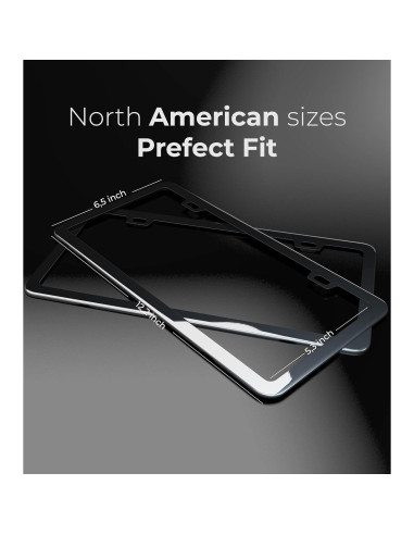 Marco de Placa de Licencia Deselen 350-ZGI Negro Espejo 2 Piezas