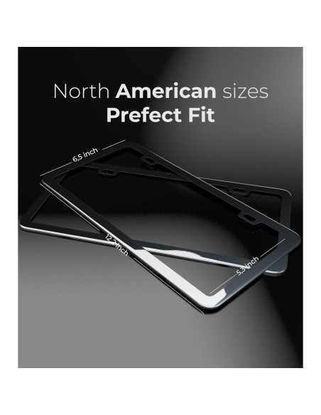 Marco de Placa de Licencia Deselen 350-ZGI Negro Espejo 2 Piezas