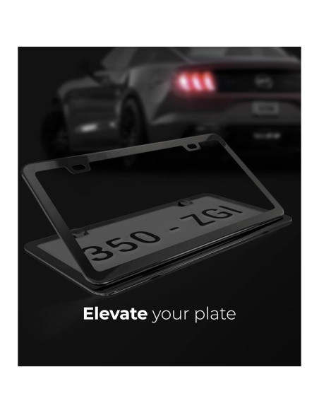 Marco de Placa de Licencia Deselen 350-ZGI Negro Espejo 2 Piezas