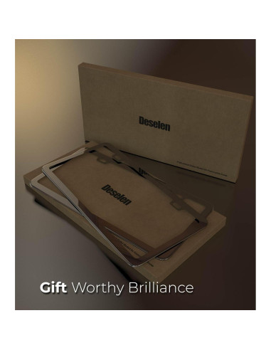 Marco de Placa de Licencia Deselen 350-ZGI Negro Espejo 2 Piezas