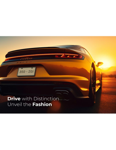 Marco de Placa de Licencia Deselen 350-ZGI Negro Espejo 2 Piezas