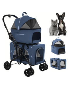 Carrito de Mascotas UpNorthStar Plegable con 2 Transportadoras