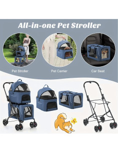 Carrito de Mascotas UpNorthStar Plegable con 2 Transportadoras 2