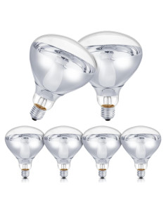 6 Bombillas de Calor Infrarrojas E26 175W Tujoe para Mascotas