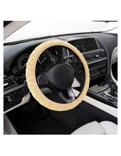 Funda de Volante Peluda Middrivr Universal Antideslizante Beige