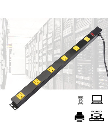 Tira de Enchufes de Pared Inland 03200, 6 Salidas, 3FT, 15A