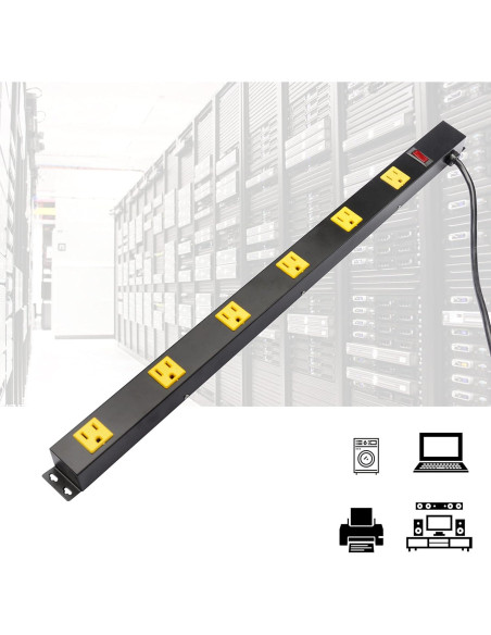 Tira de Enchufes de Pared Inland 03200, 6 Salidas, 3FT, 15A