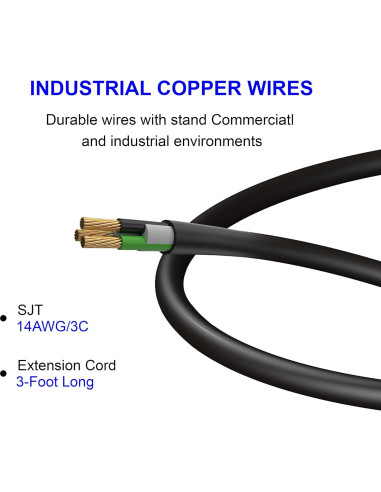 Tira de Enchufes de Pared Inland 03200, 6 Salidas, 3FT, 15A