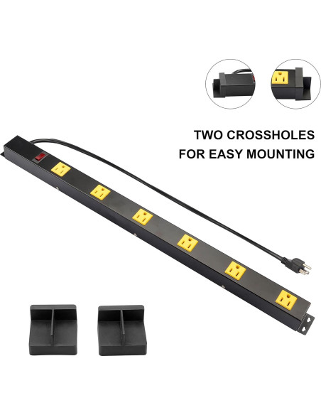 Tira de Enchufes de Pared Inland 03200, 6 Salidas, 3FT, 15A