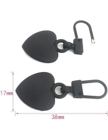 Set de 5 Tiradores de Cremallera Corazón Metal Dorado