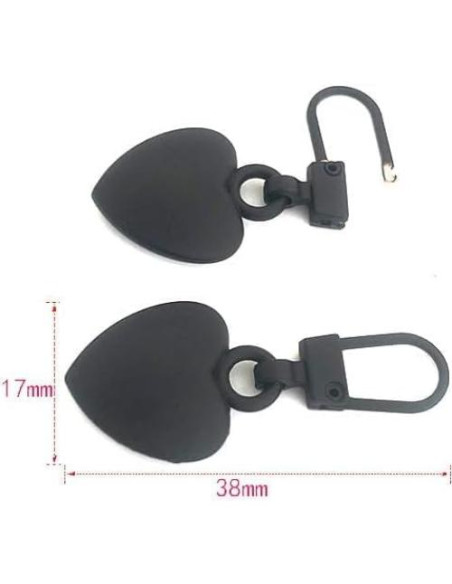 Set de 5 Tiradores de Cremallera Corazón Metal Dorado